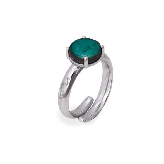 Anello una pietra verde bottiglia